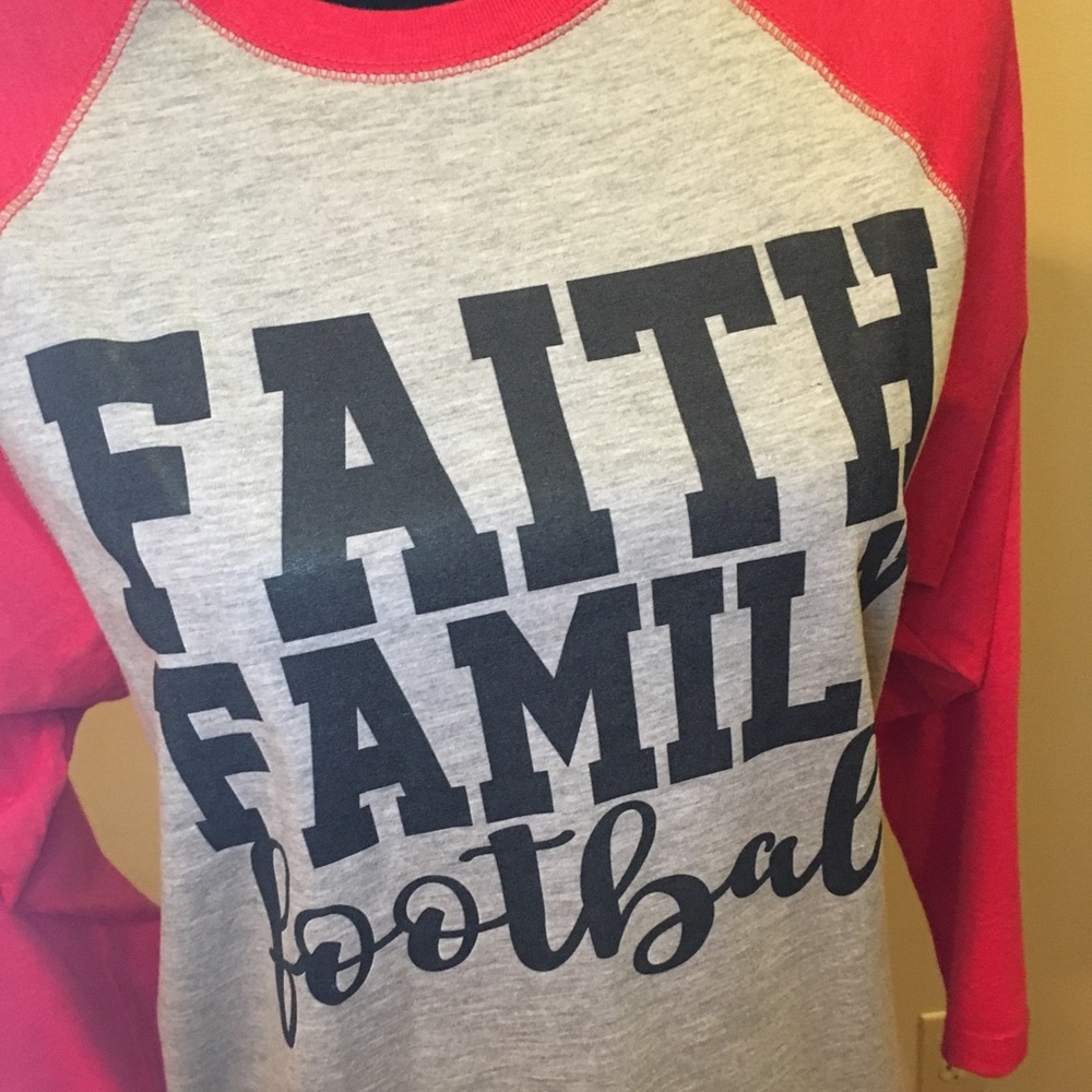 Faith | Family | Football tee, Size: M
